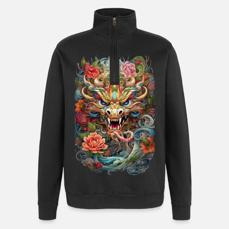 Dragon - Sweat à zip 1/4 - noir