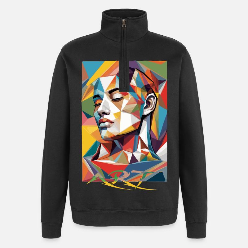 Art du visage moderne - Sweat à zip 1/4 - noir