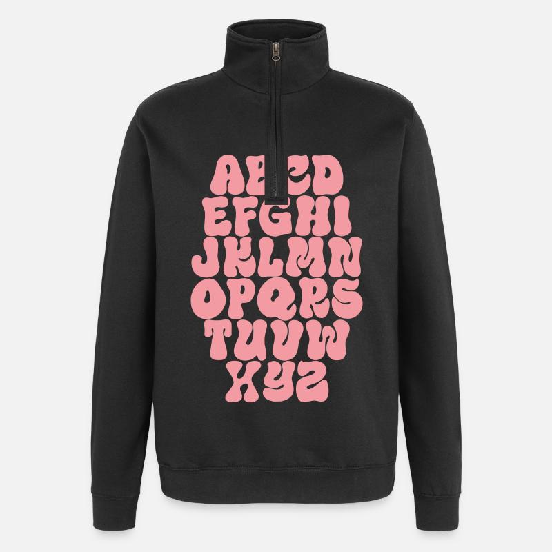 Lettres ABC Alphabet - Sweat à zip 1/4 - noir
