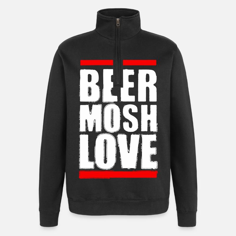 Bière Mosh Love Lettre Blanche - Sweat à zip 1/4 - noir