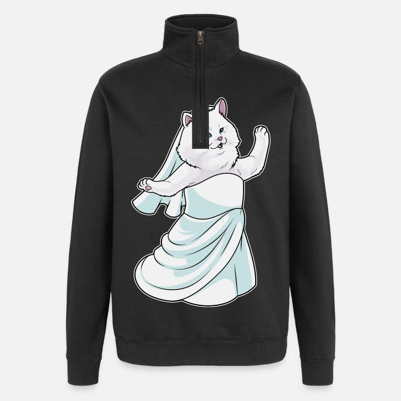 Chat persan robe de mariée - Sweat à zip 1/4 - noir