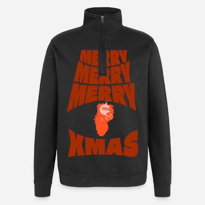 Weihnachtspullover: Merry³ Christmas - Quarter-Zip-Sweatshirt - Schwarz