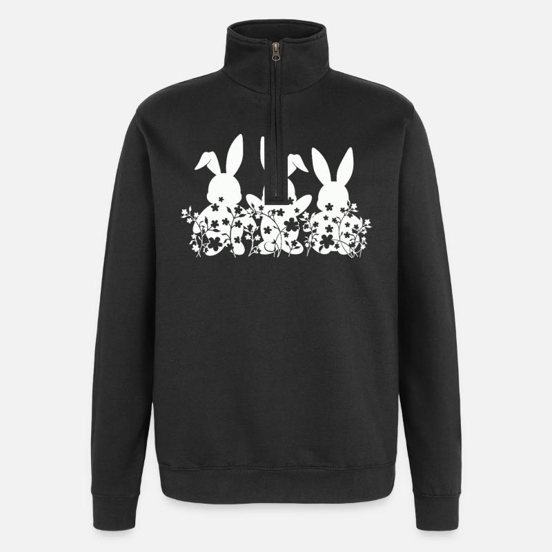Lapin de Pâques - Sweat à zip 1/4 - noir