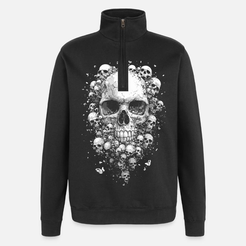 Totenköpfe punk - Quarter-Zip-Sweatshirt - Schwarz