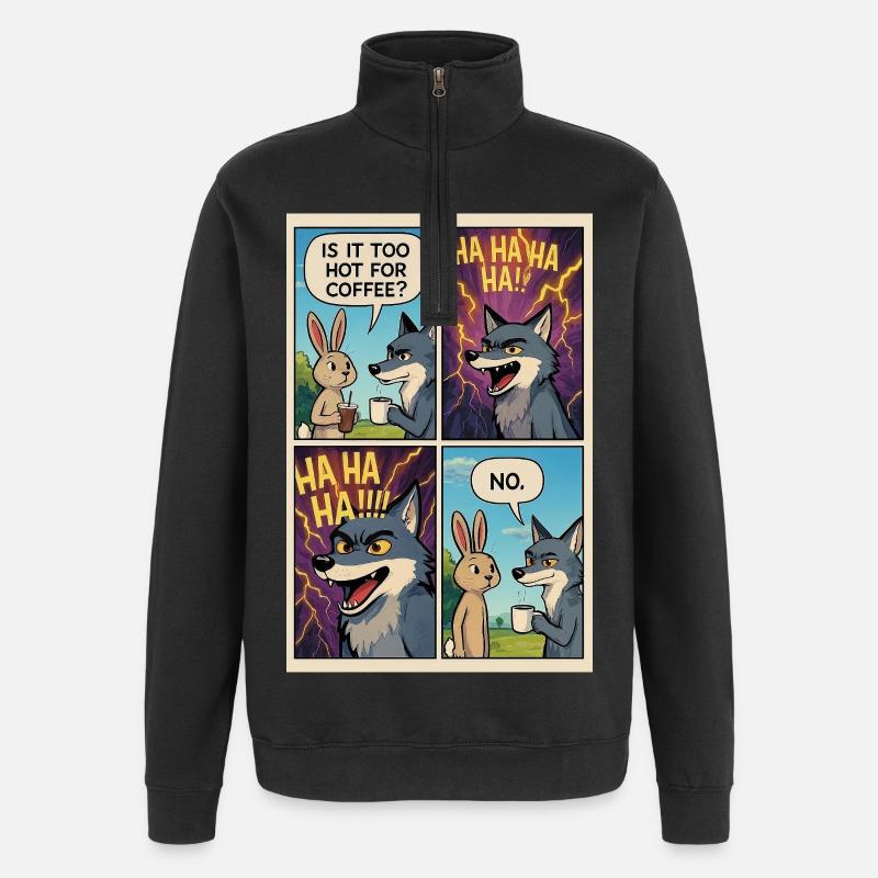 Too Hot Coffee Witz-Comic – lustiges Geschenk - Quarter-Zip-Sweatshirt - Schwarz