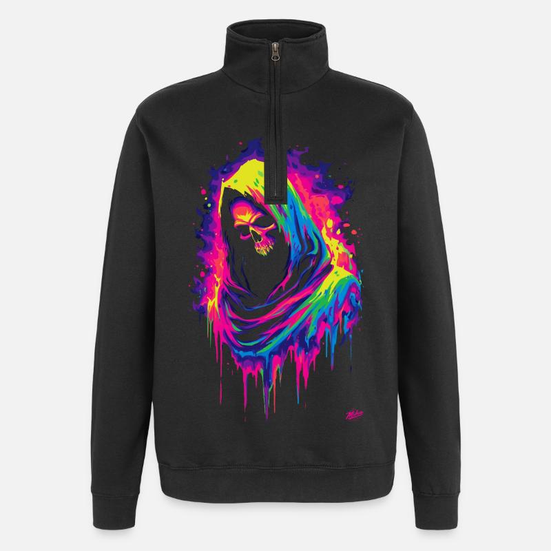 Neon Grim Reaper - Sweat à zip 1/4 - noir