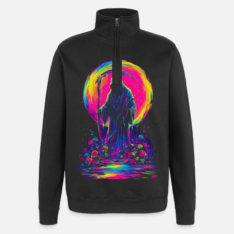 Neon Grim Reaper - Sweat à zip 1/4 - noir