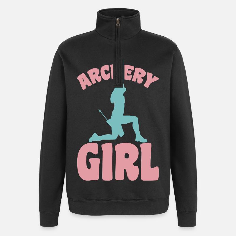 Bogenschützin Mädchen - Quarter-Zip-Sweatshirt - Schwarz