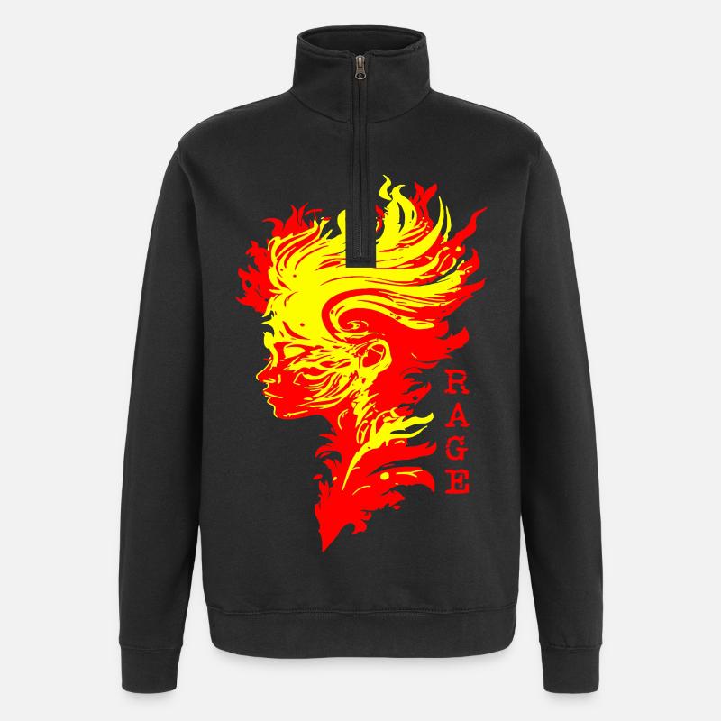 Flammende Wut - Quarter-Zip-Sweatshirt - Schwarz