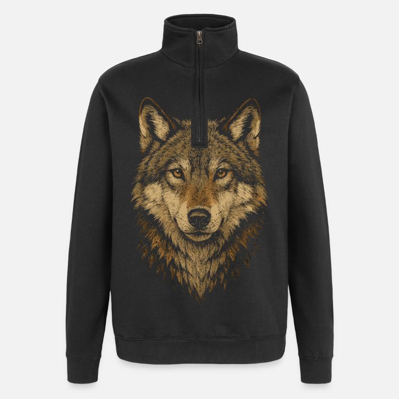 Wolf's Design - Quarter-Zip Sweatshirt - black