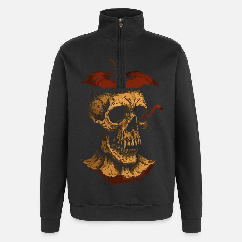 Fauler Apfel Totenkopf Kunst – Dunkles Design - Quarter-Zip-Sweatshirt - Schwarz
