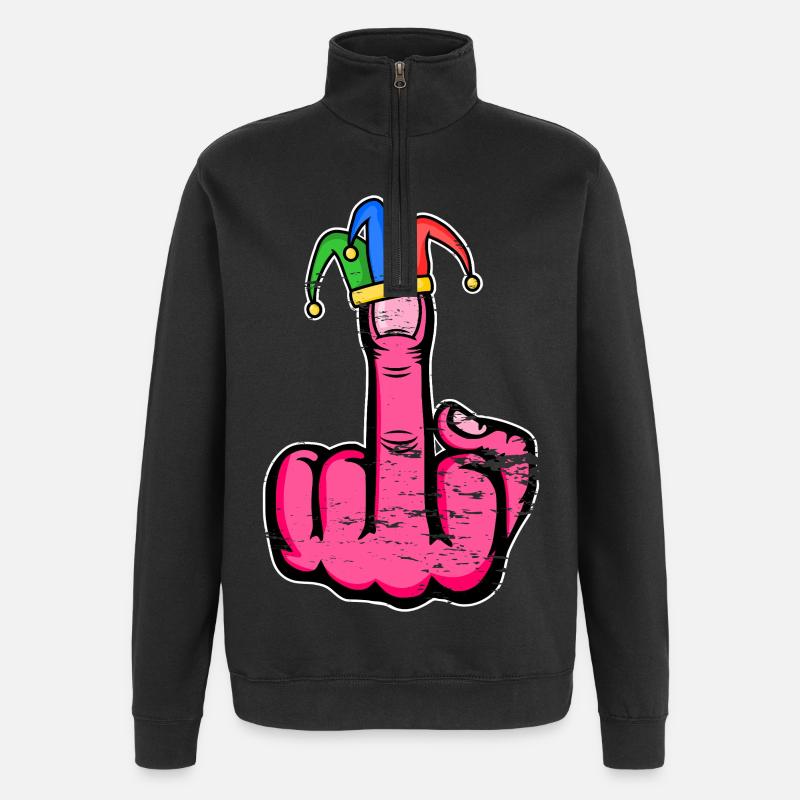 Mittelfinger Stingerfinger Karneval - Quarter-Zip-Sweatshirt - Schwarz
