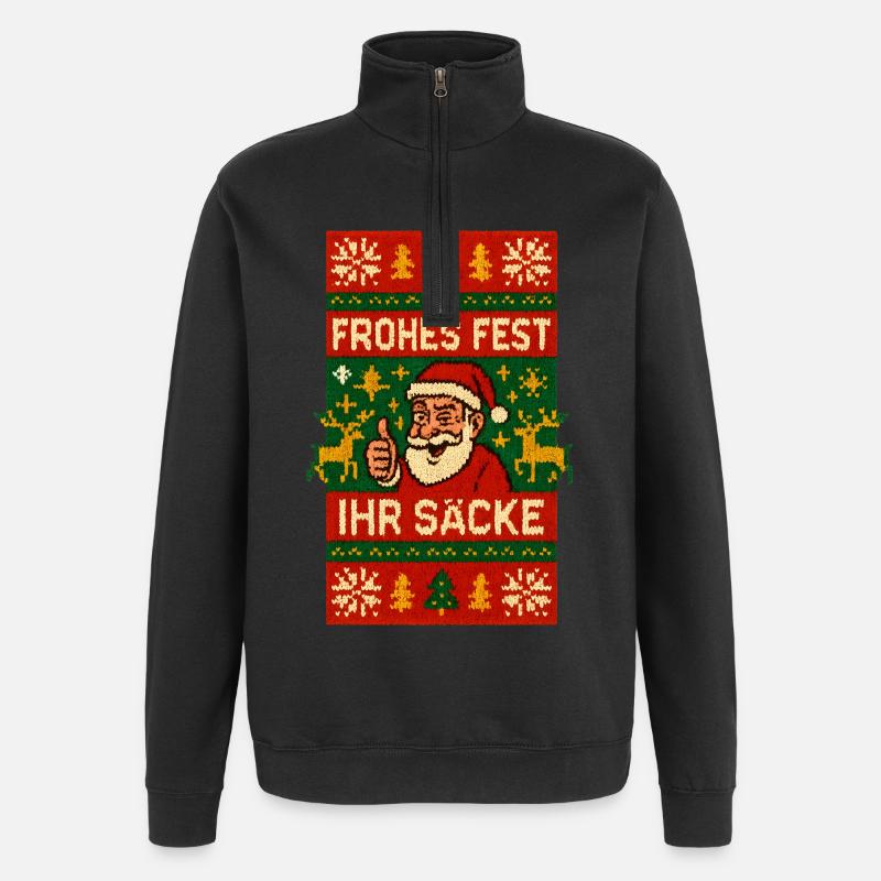 Joyeux Noël, bande de - Sweat à zip 1/4 - noir