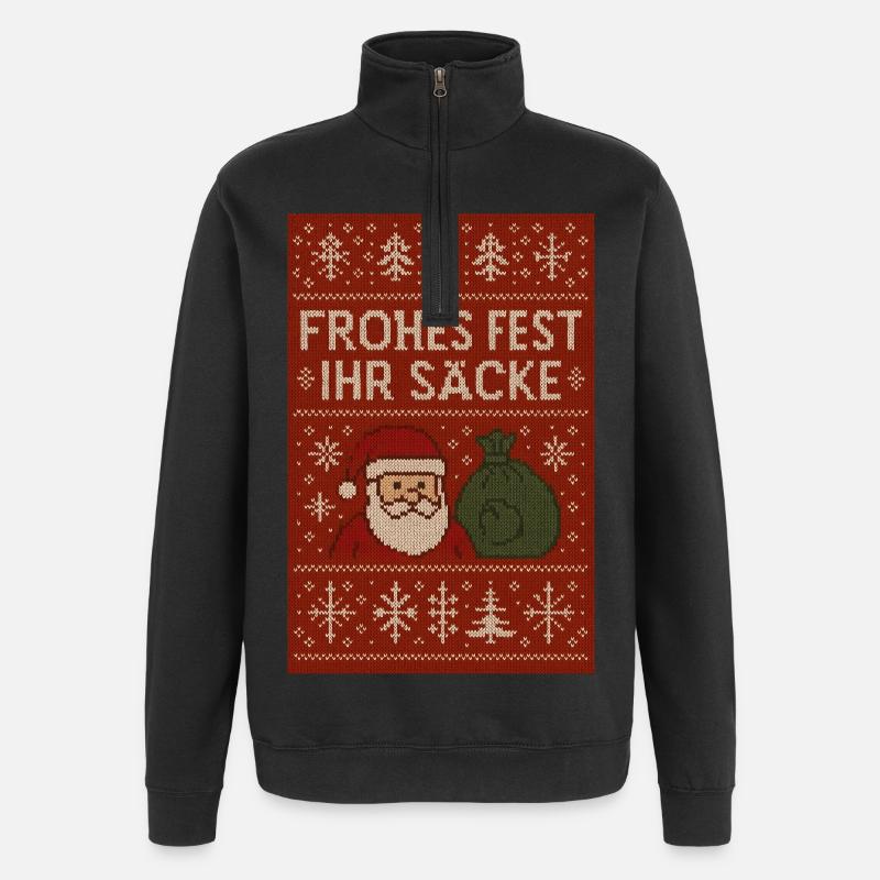 Joyeux Noël, bande de ! - Sweat à zip 1/4 - noir