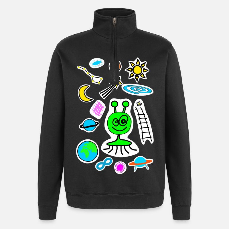 Space doodle - Quarter-Zip Sweatshirt - black