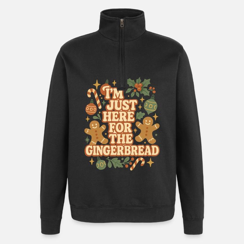 Gingerbread Lebkuchen Weihnachten - Quarter-Zip-Sweatshirt - Schwarz
