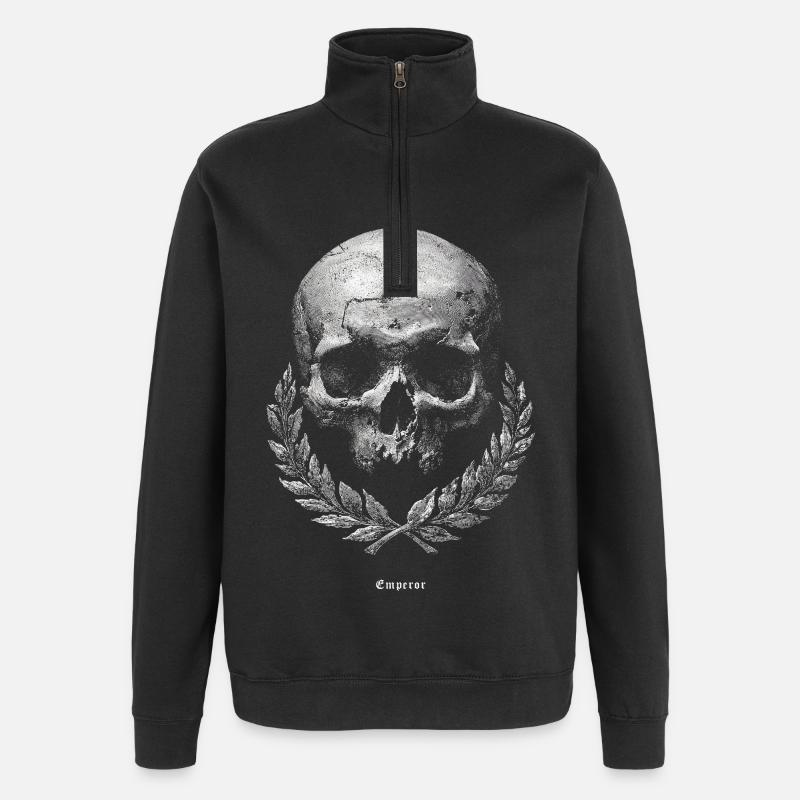 Kranie med laurbær – Mørk vintage - Sweatshirt med 1/4 lynlås - sort