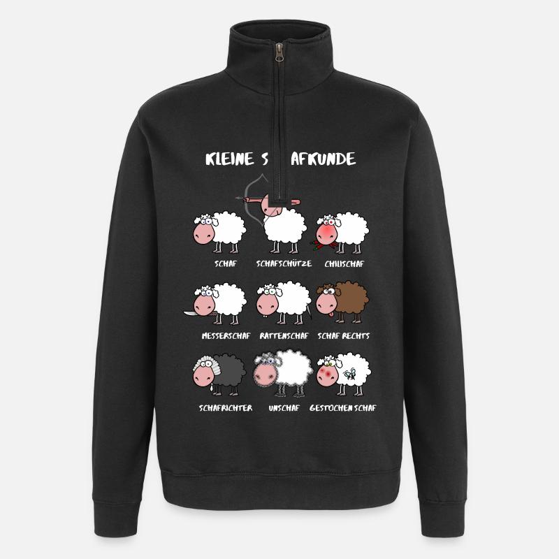 A little sheep knowledge - Quarter-Zip Sweatshirt - black