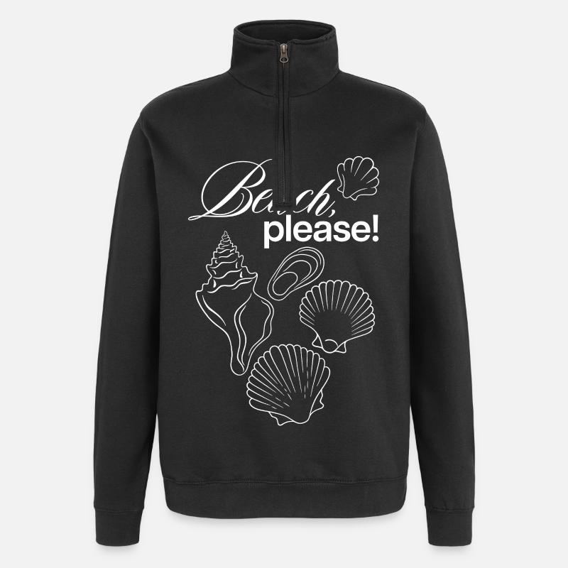 Illustration de coquillage côtier Beach Please - Sweat à zip 1/4 - noir