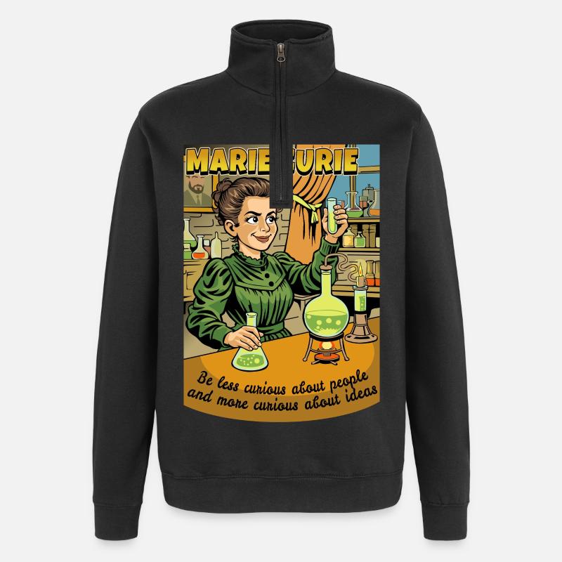 Marie Curie Nysgerrig - Sweatshirt med 1/4 lynlås - sort
