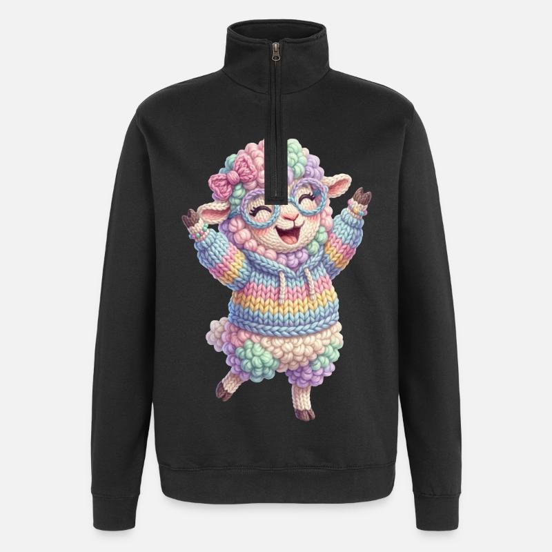 Schaf Glücklich - Quarter-Zip-Sweatshirt - Schwarz