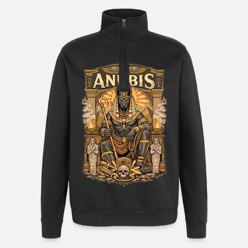 Trône d’Anubis - Sweat à zip 1/4 - noir