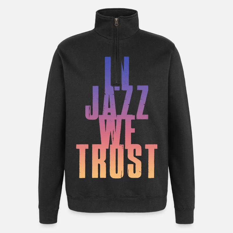 Nous avons confiance dans le jazz - Sweat à zip 1/4 - noir