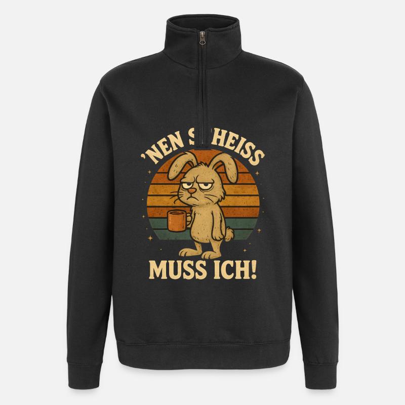 Hase Nen Scheiss Muss Ich - Quarter-Zip-Sweatshirt - Schwarz
