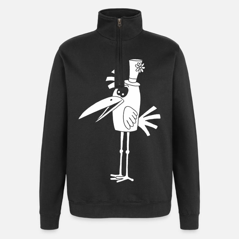 Weißer Vogel und sein Hut - Quarter-Zip-Sweatshirt - Schwarz