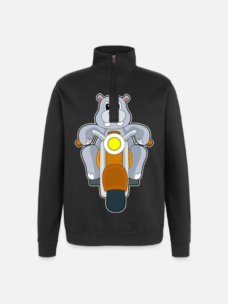 Hippopotamus Motorcycle - Quarter-Zip Sweatshirt - black