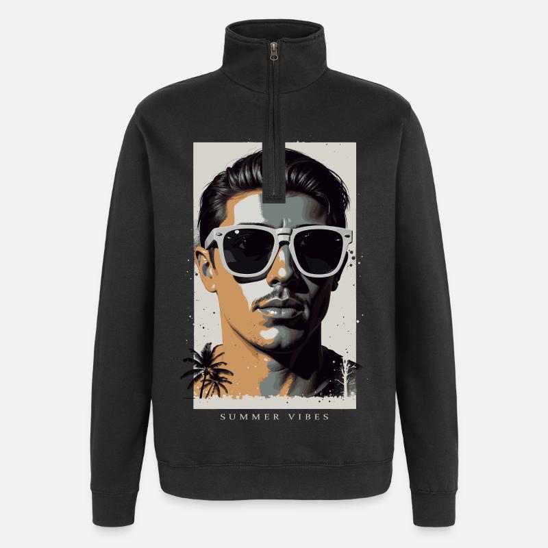 Cool hipsters - Quarter-Zip Sweatshirt - black