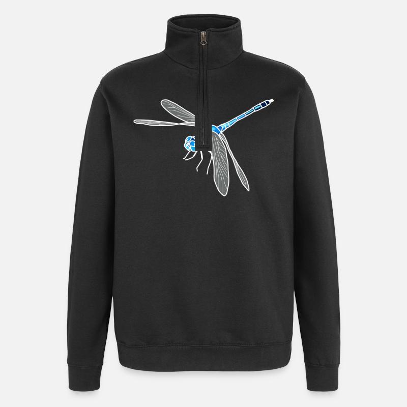 Libelle lineart - Quarter-Zip-Sweatshirt - Schwarz
