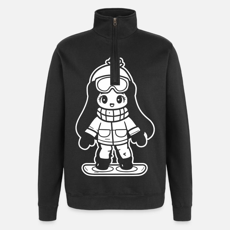 Snowboarder Mädchen - Quarter-Zip-Sweatshirt - Schwarz