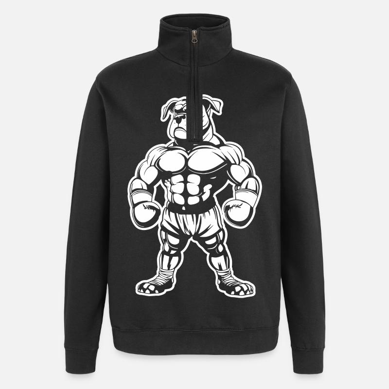 Boxer Hund Zeichnung - Quarter-Zip-Sweatshirt - Schwarz