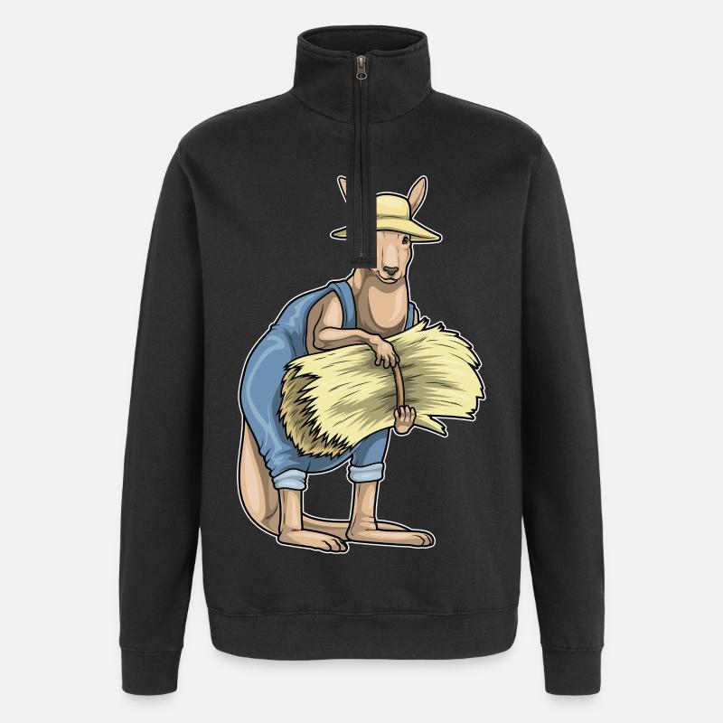 Kangaroo Farmer Straw - Quarter-Zip Sweatshirt - black