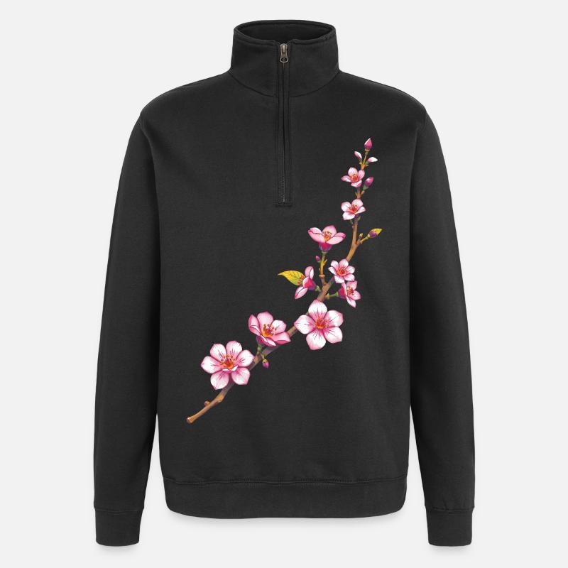 Fleur - Sweat à zip 1/4 - noir