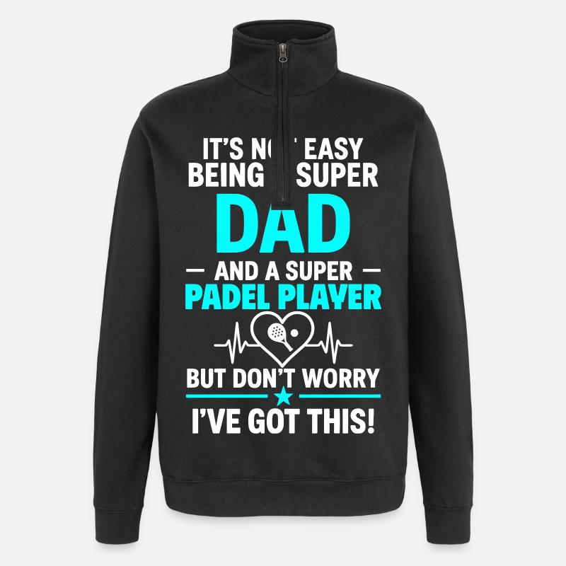 Cœur + Padel – Super Dad Padel Player - Sweat à zip 1/4 - noir