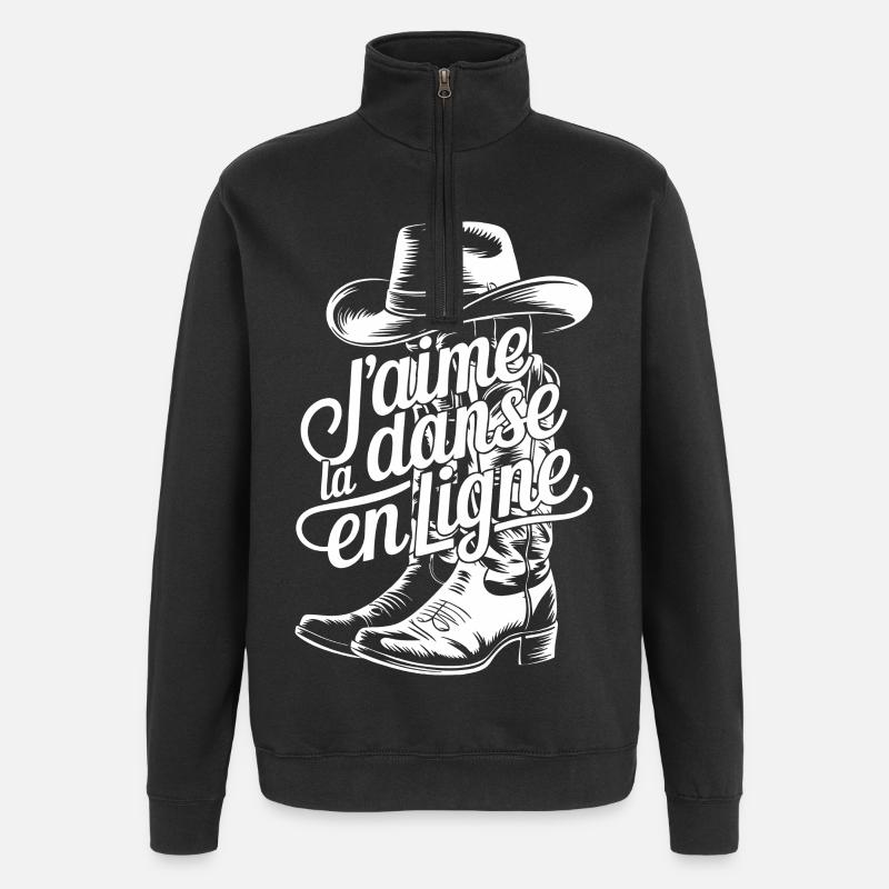 Botte Cowboy et lettrage fluide - Sweat à zip 1/4 - noir