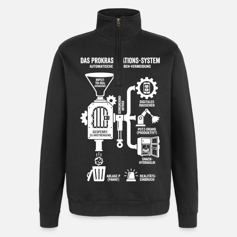 Procrastination System Funny Infographic - Quarter-Zip Sweatshirt - black