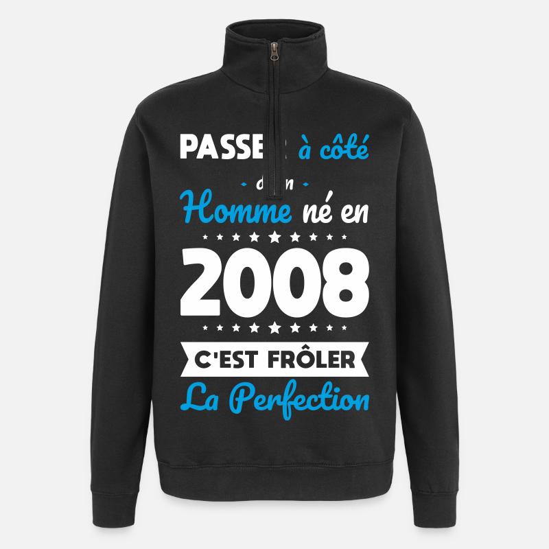 Geboren 2008 – Perfektion nahe - Quarter-Zip-Sweatshirt - Schwarz