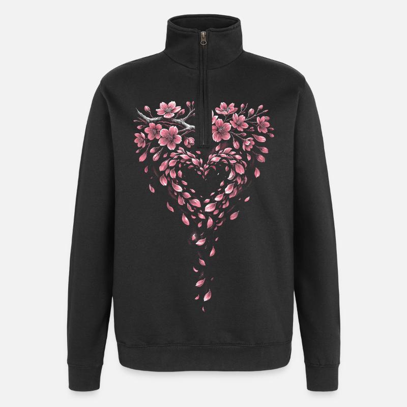 Kirschblüten Sakura Kirschblüte - Quarter-Zip-Sweatshirt - Schwarz