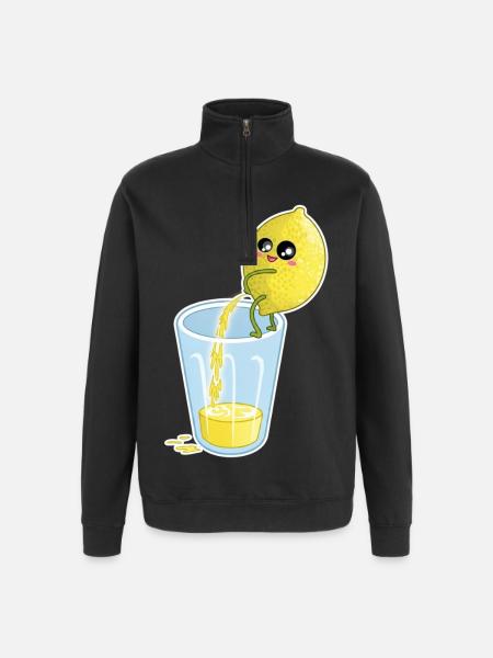 Lemon Makes Juice – Funny Cartoon - Quarter-Zip Sweatshirt - black