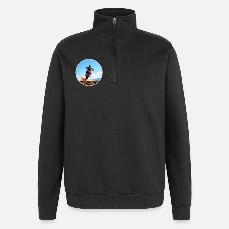 Motocross Farblogo - Hellgrau - Quarter-Zip-Sweatshirt - Schwarz