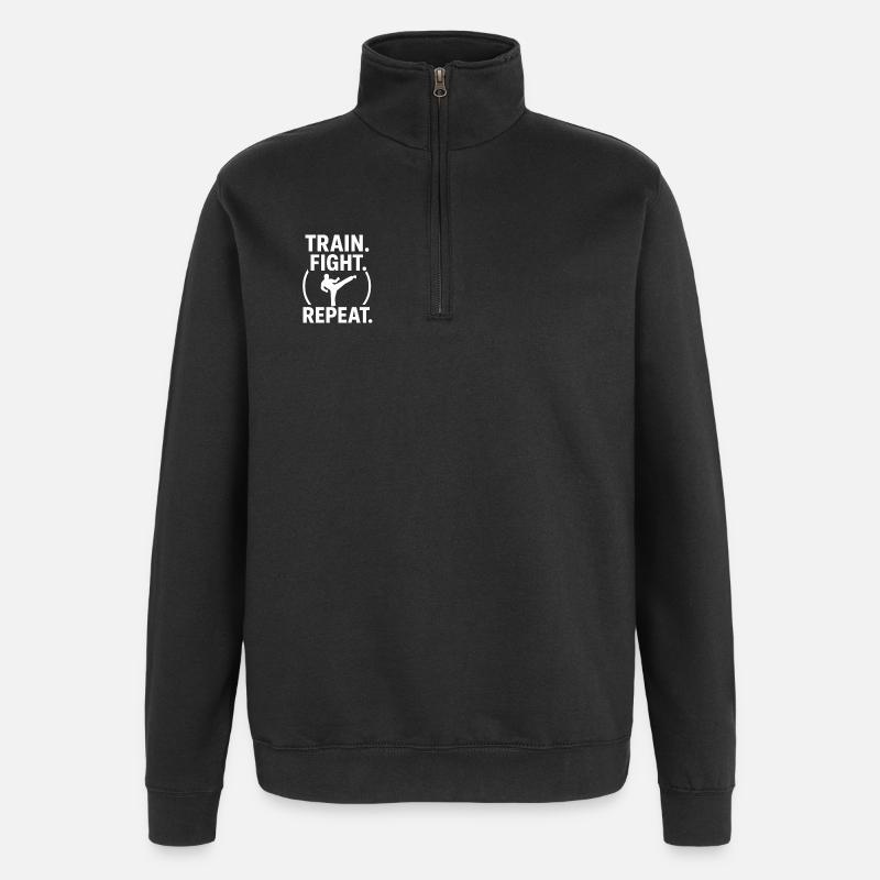 Répétition du combat de train - Sweat à zip 1/4 - noir