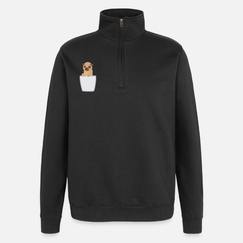 Brusttasche in Brusttasche - Quarter-Zip-Sweatshirt - Schwarz