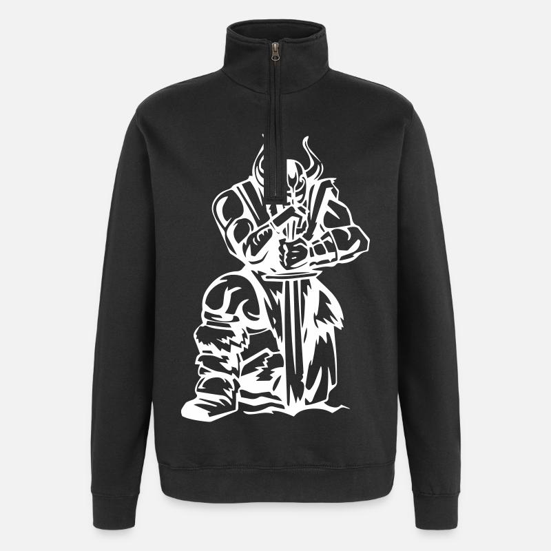 Wikinger Denkmal - Quarter-Zip-Sweatshirt - Schwarz