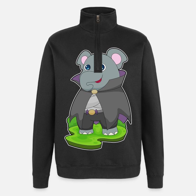 Éléphant Halloween Vampire - Sweat à zip 1/4 - noir