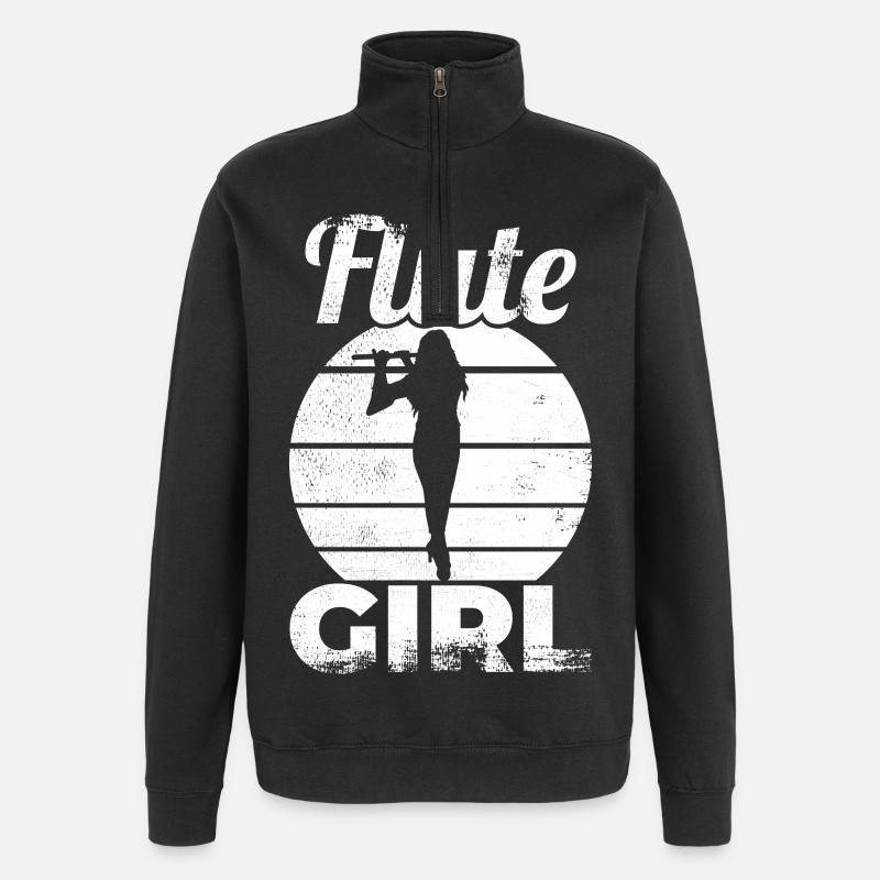 Flötenspielerin - Quarter-Zip-Sweatshirt - Schwarz