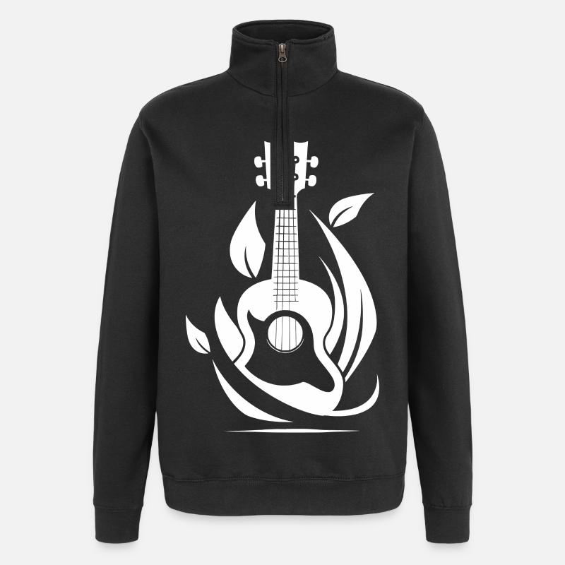 Ukulele Grafik - Quarter-Zip-Sweatshirt - Schwarz