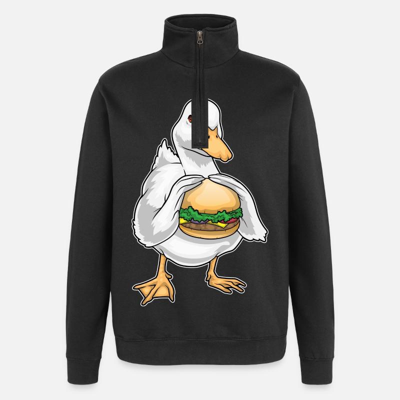 Duck Cheeseburger - Quarter-Zip Sweatshirt - black